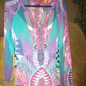 Hale Bob Multicolor Geometric Blouse